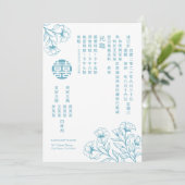 Floral Double Happiness Wedding Invite in het Chin Kaart (Staand voorkant)