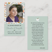 Floral Dove Funeral Memorial Prayer Visitekaartje (Voorkant / Achterkant)