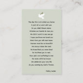 Floral Dove Funeral Memorial Prayer Visitekaartje (Achterkant)