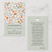 Floral Dove Funeral Memorial Prayer Visitekaartje (Voorkant / Achterkant)