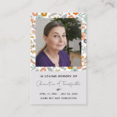 Floral Dove Funeral Memorial Prayer Visitekaartje (Voorkant)