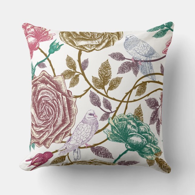 Floral Dove Pillow Kussen (Voorkant)