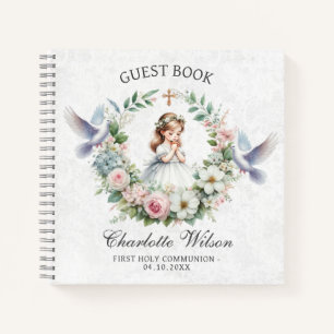 Floral Doves First Holly Communion Gastenboek Notitieboek