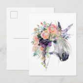 Floral Dprimed Unicorn Briefkaart (Voorkant / Achterkant)