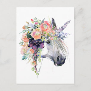 Floral Dprimed Unicorn Briefkaart