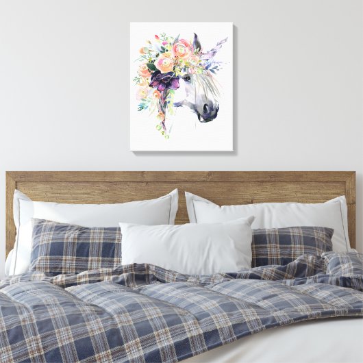 Floral Dprimed Unicorn Canvas Afdruk (Insitu (Slaapkamer))