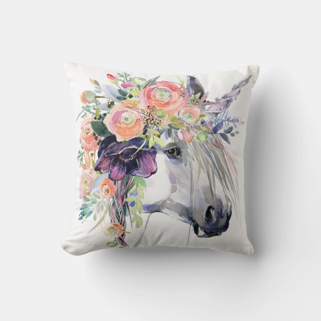 Floral Dprimed Unicorn Kussen (Voorkant)