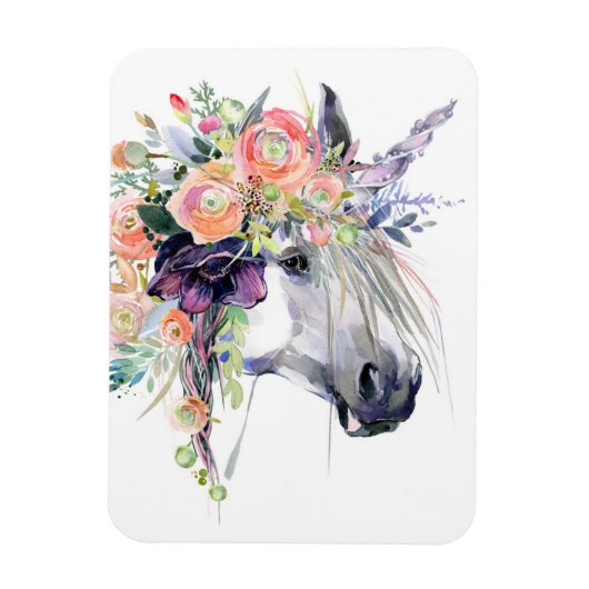 Floral Dprimed Unicorn Magneet (Verticaal)