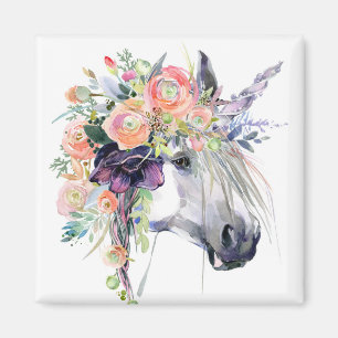 Floral Dprimed Unicorn Magneet