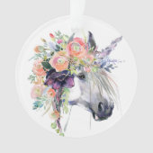 Floral Dprimed Unicorn Ornament (voorkant)