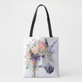 Floral Dprimed Unicorn Tote Bag (Voorkant)