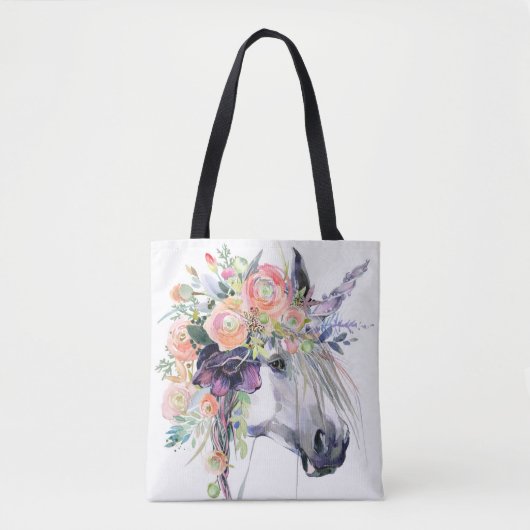 Floral Dprimed Unicorn Tote Bag (Voorkant)