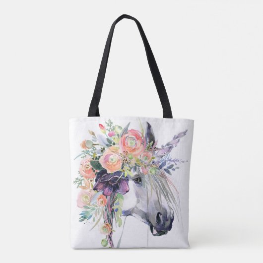 Floral Dprimed Unicorn Tote Bag (Achterkant)