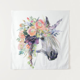 Floral Dprimed Unicorn Wandkleed