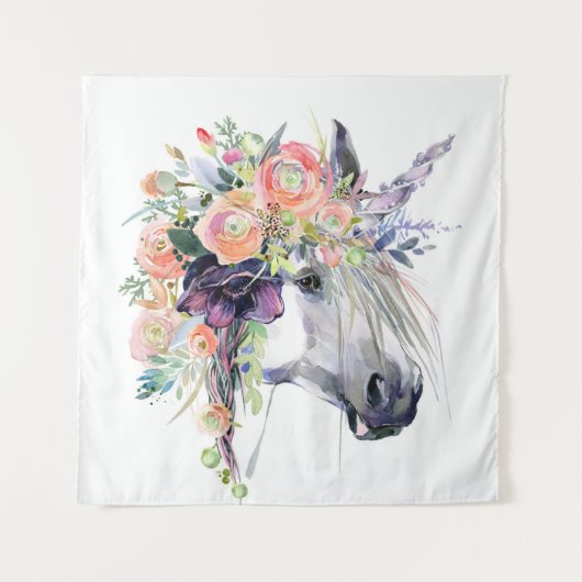 Floral Dprimed Unicorn Wandkleed (Voorkant)