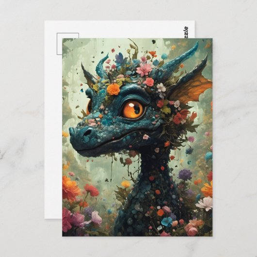 Floral Dragon Briefkaart (Voorkant / Achterkant)