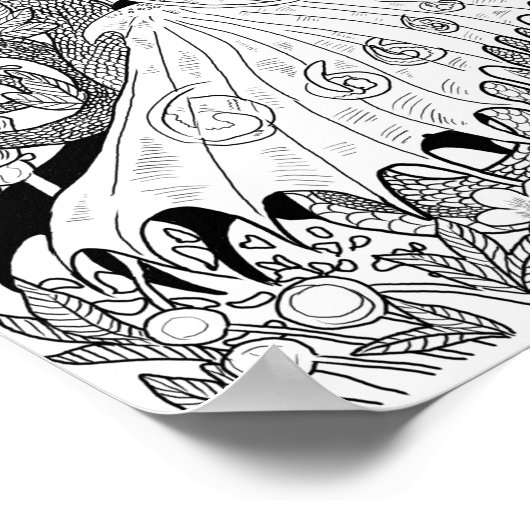 Floral Dragon Coloring Page Poster (Hoek)