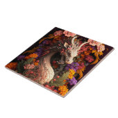 Floral Dragon keramische Tegel Tegeltje (Zijkant)
