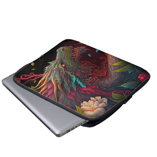 Floral Dragon Laptop Hoesje Laptop Sleeve (Voorkant onderkant)