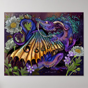 Floral Dragon Poster