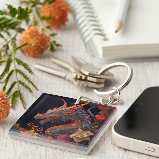 Floral Dragon Sleutelhanger (Voorkant Rechts)