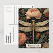 Floral Dragonfly Dank u kaart (Voorkant / Achterkant)