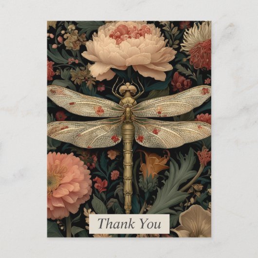 Floral Dragonfly Dank u kaart (Voorkant)