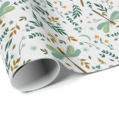 Floral Dragonfly Ferns laat patroongeschut Cadeaupapier (Rol Hoek)