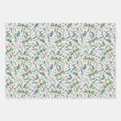 Floral Dragonfly Ferns laat patroongeschut Inpakpapier Vel (Voorkant 3)