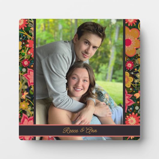  Floral Dragonfly foto Gepersonaliseerd namen Fotoplaat (Voorkant)