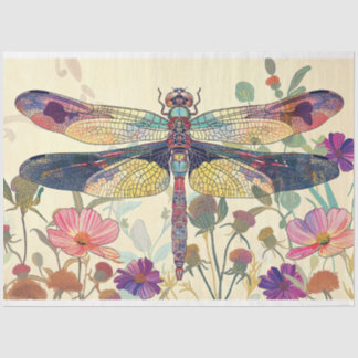 Floral Dragonfly Glas in lood Warm Whimsy Kleuren Tissuepapier
