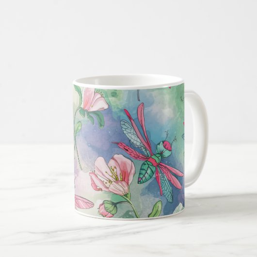 Floral Dragonfly Koffiemok (Voorkant rechts)