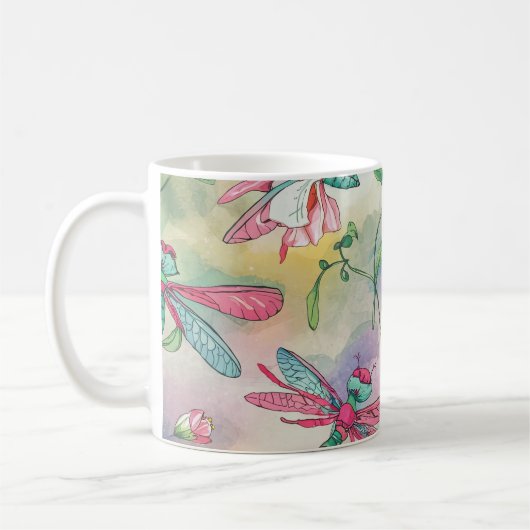 Floral Dragonfly Koffiemok (Links)