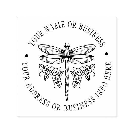  Floral Dragonfly-naam en retouradres Zelfinktende Stempel (Design)