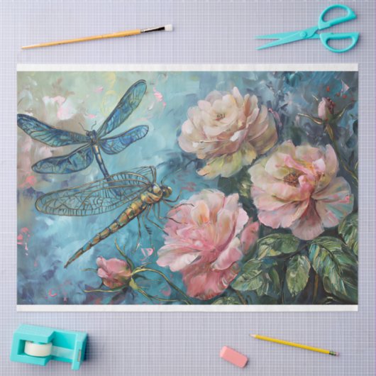 Floral Dragonfly Pastel ETHERISCHE grillig Tissuepapier (Craft)