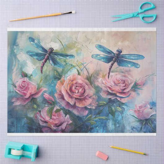Floral Dragonfly Pastel ETHERISCHE grillig Tissuepapier (Craft)