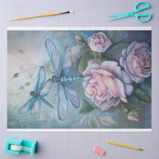 Floral Dragonfly Pastel ETHERISCHE grillig Tissuepapier (Craft)