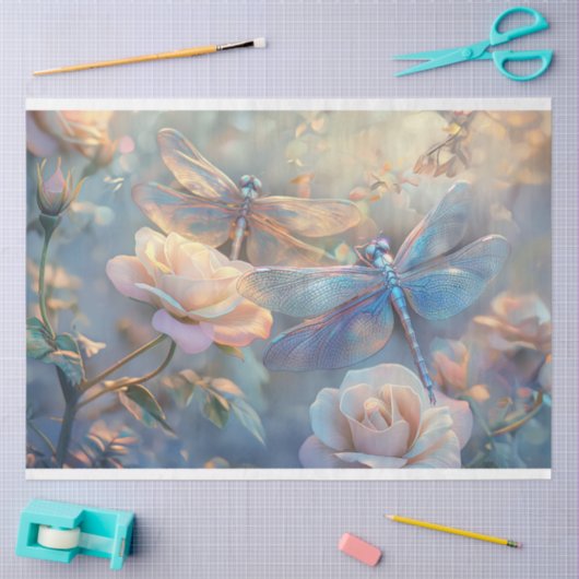 Floral Dragonfly Pastel ETHERISCHE grillig Tissuepapier (Craft)