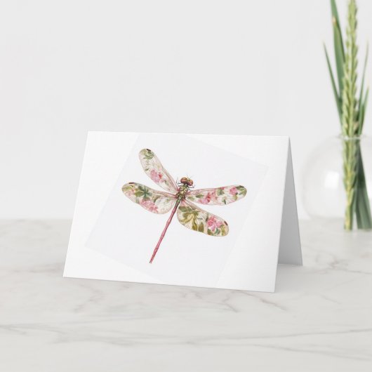 Floral Dragonfly Wenskaart – Whimsical Garden Kaart (Voorkant)