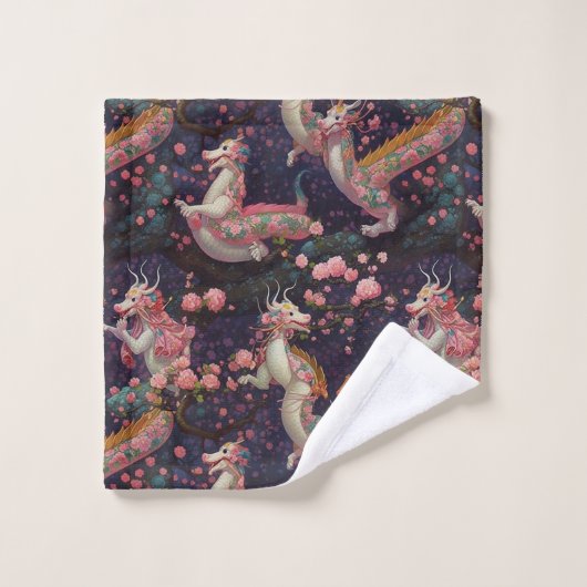 Floral Dragons Bad Handdoek (Wasdoekje)