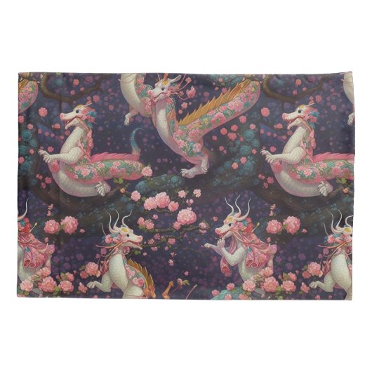 Floral Dragons Kussensloop (Achterkant-Links)