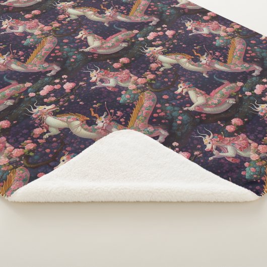 Floral Dragons Sherpa Deken (3/4)