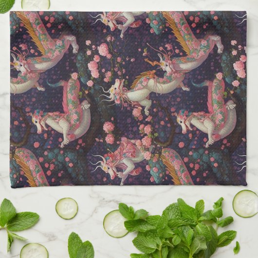 Floral Dragons Theedoek (Gevouwen)