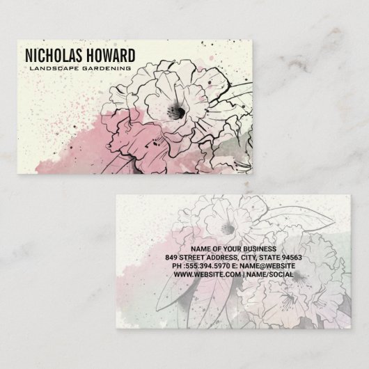 Floral Drawing Achtergrond Visitekaartje (Voorkant / Achterkant)