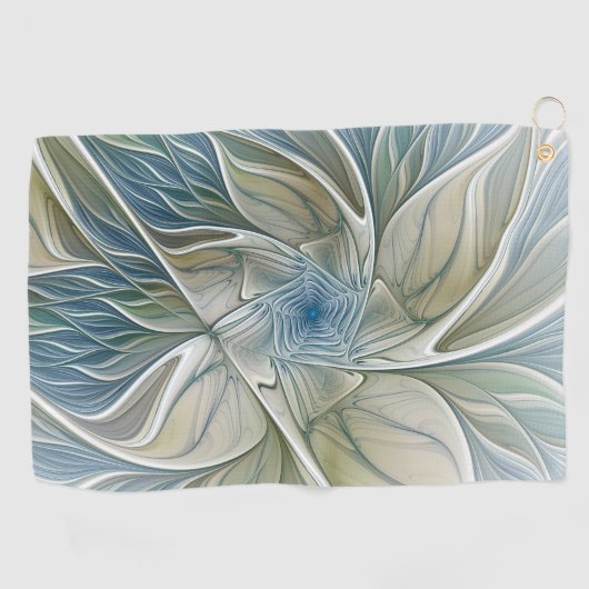 Floral Dream Abstract Blue Khaki Fractal Art Golfhanddoek
