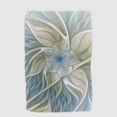 Floral Dream Abstract Blue Khaki Fractal Art Golfhanddoek (Voorkant)