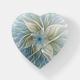 Floral Dream Abstract Blue Khaki Fractal Heart