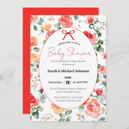 Floral Dream Baby Shower  Kaart (Voorkant / Achterkant)