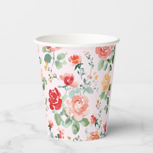 Floral Dream Baby Shower  Papieren Bekers (Achterkant)