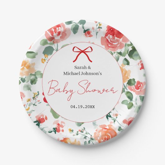 Floral Dream Baby Shower  Papieren Bordje (Voorkant)